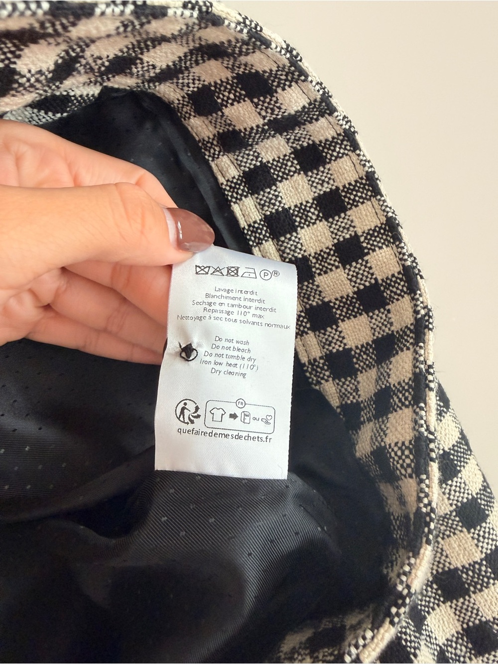 Sézane Terry Jacket Black White Gingham Check Cropped Jacket US 2 - Picture 6 of 7
